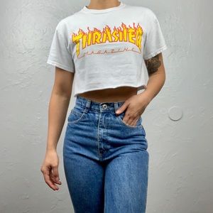 thrasher crop top white